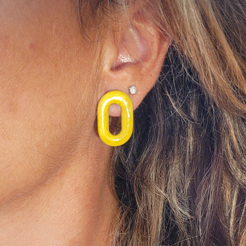 Boucles d'oreilles Mia vert anis irisé
