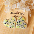 Boucles d'oreille Mini Anna Léopard jaune fluo blanc nacré et doré