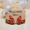 Boucles d'oreille Mini Love Léopard terracotta caramel orange et doré
