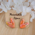 Boucle d'oreilles Mini Love marbré rose orange jaune beige et doré