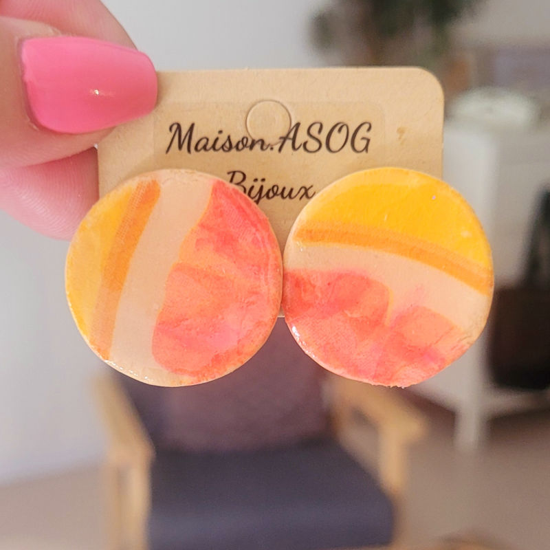 Boucles d'oreilles Romy motif fruit orange