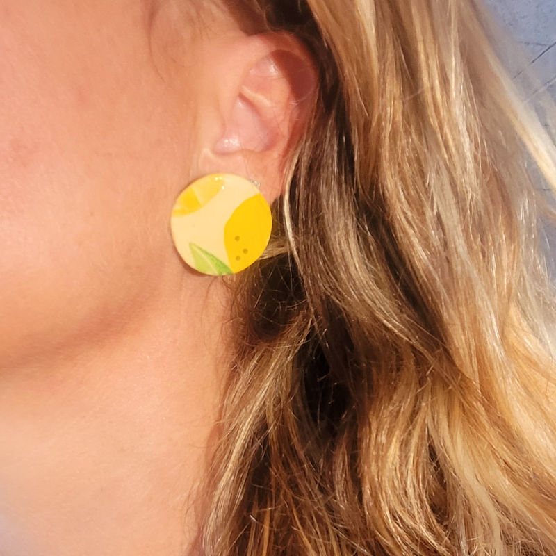 Boucles d'oreilles Romy motif citron