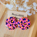 Boucles d'oreille Romy Léopard rose fluo bleu marine et orange