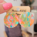 Boucles d'oreilles Romy marbrée orange rose vert bleu doré