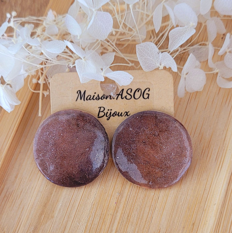 Boucles d'oreilles Romy marron glacé irisé