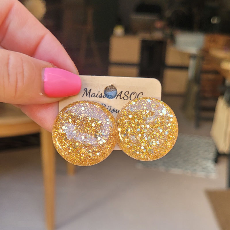 Boucles d'oreilles Romy paillette dorée