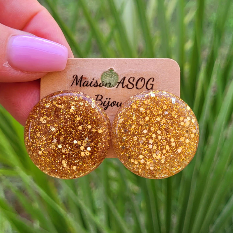 Boucles d'oreilles Romy paillette dorée