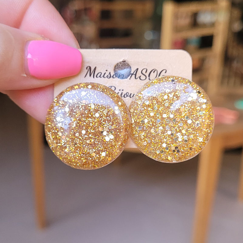 Boucles d'oreilles Romy paillette dorée