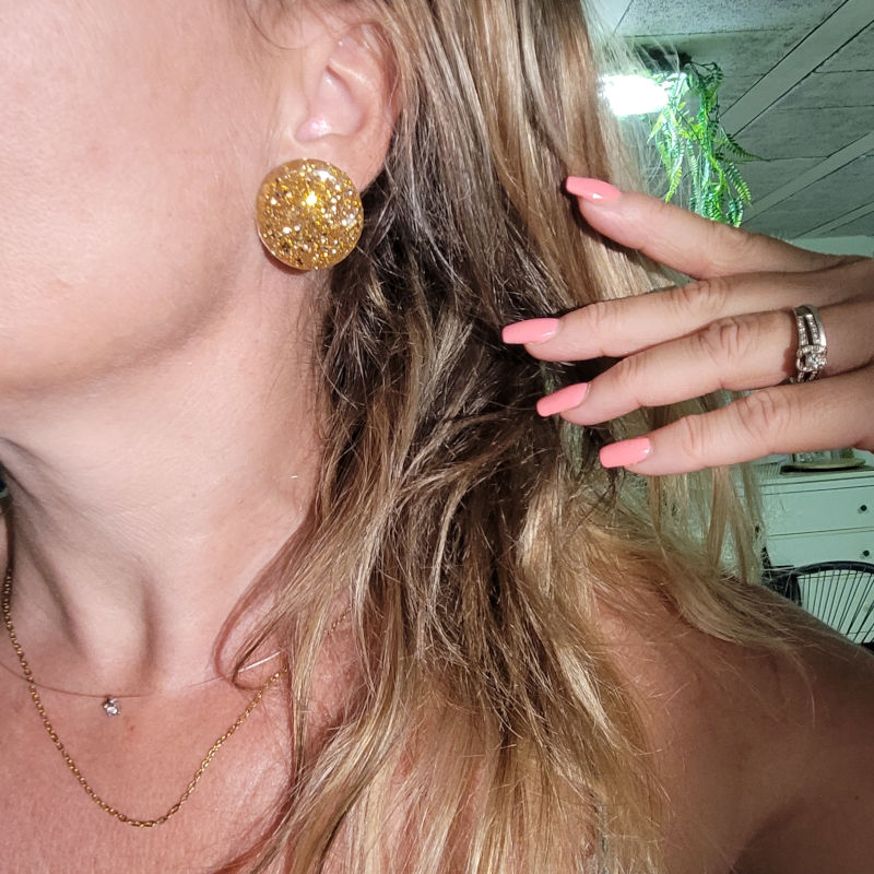 Boucles d'oreilles Romy paillette dorée