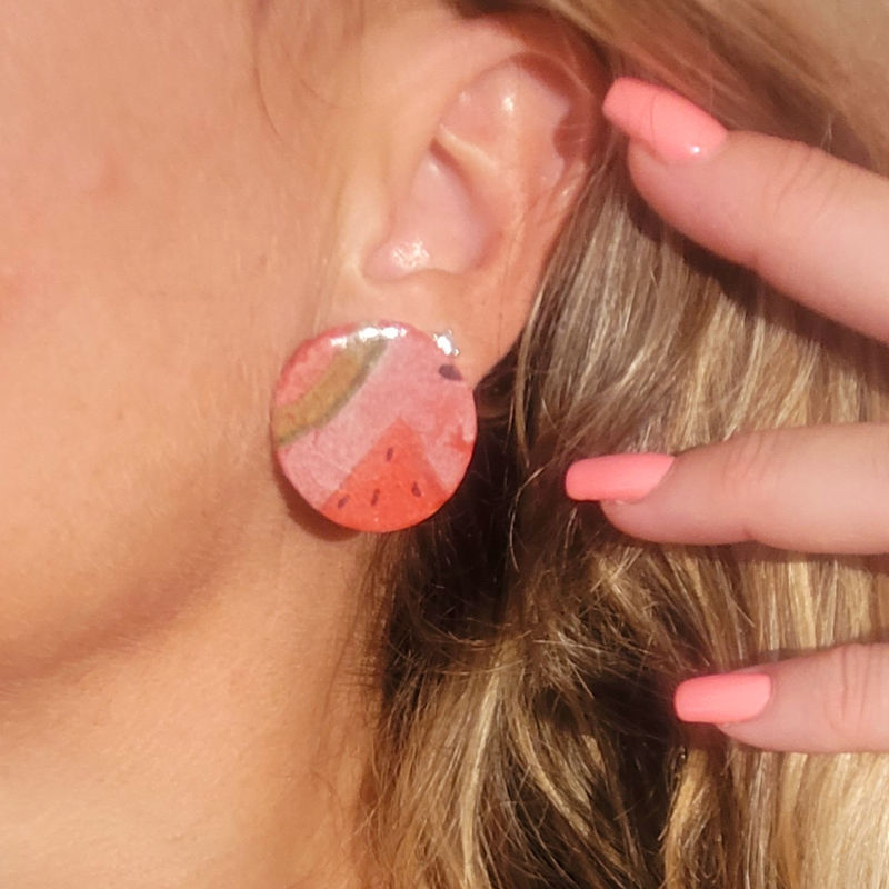 Boucles d'oreilles Romy motif pastèque
