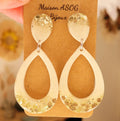 Boucles d'oreilles Sophia Blanc nacré paillette champagne