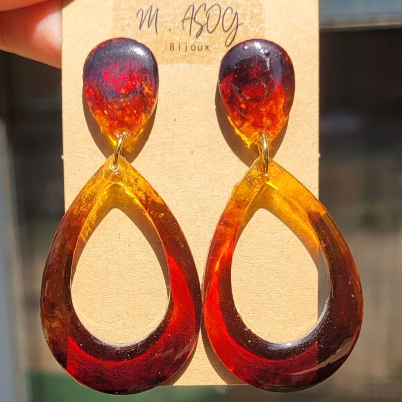 Boucles d'oreilles Sophia tortoise marron caramel