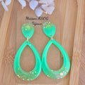 Boucles d'oreilles Sophia vert flashy paillette doré holographique