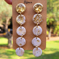 Boucles d'oreilles Tina aux 5 pastilles dégradées doré et blanc