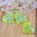 Box Kdo : boucles d'oreille et bague Anna paillette jaune fluo