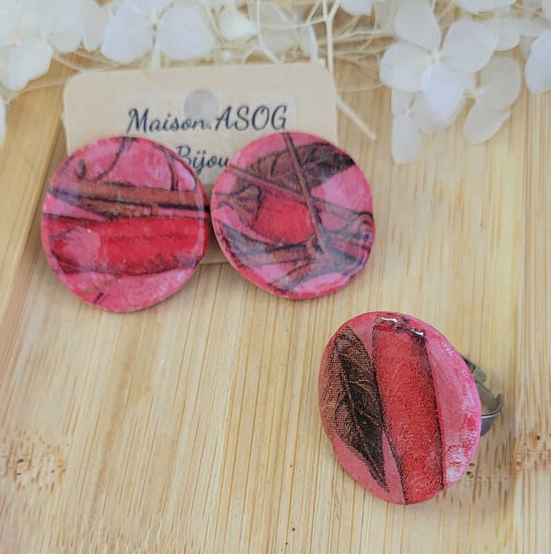 Box Kdo : boucles d'oreille Romy et bague Romy motif piment rouge