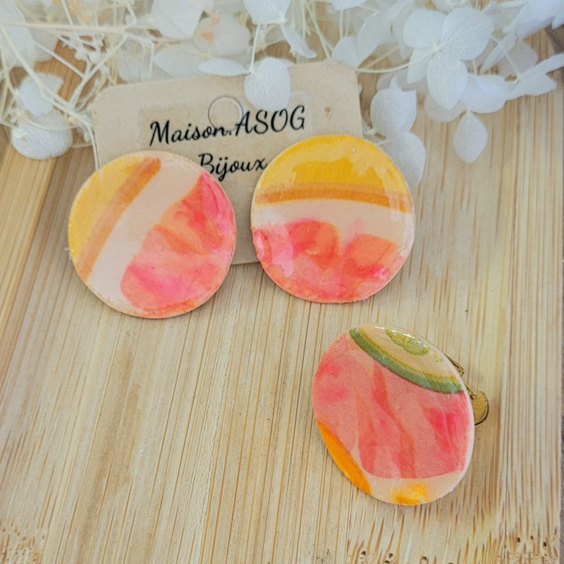 Box Kdo : boucles d'oreille Romy et bague Romy motif orange
