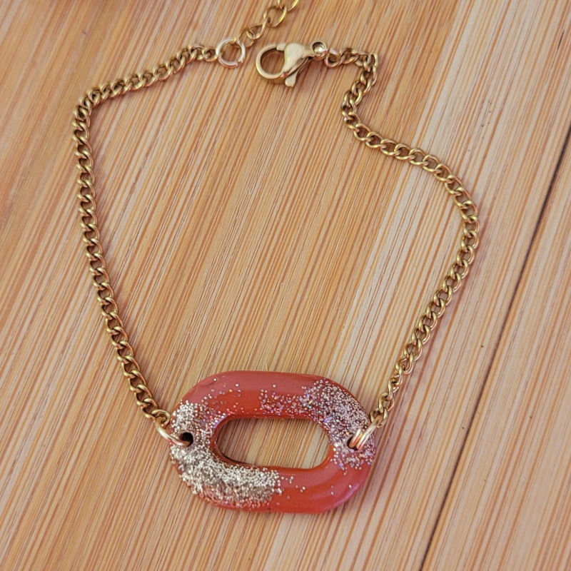 Bracelet Mia terracotta pailletée doré