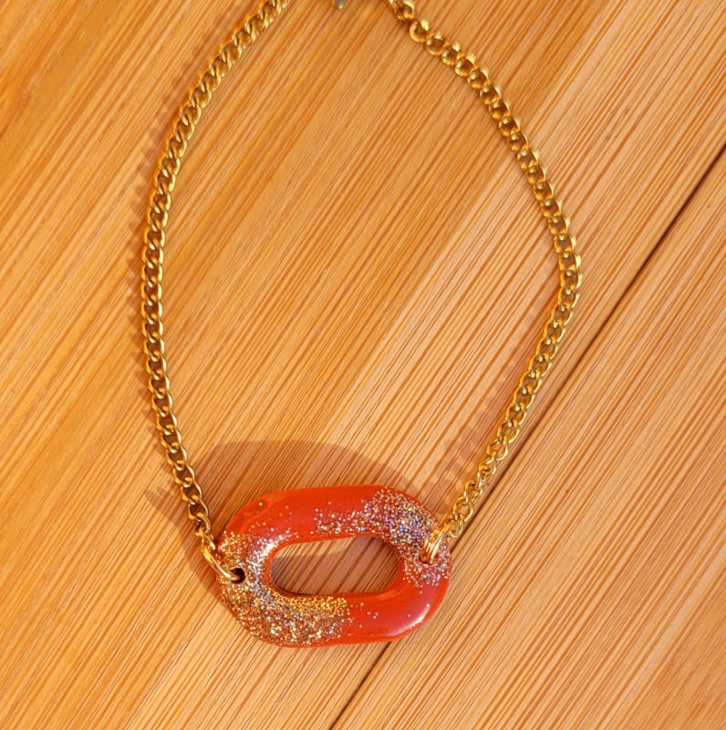 Bracelet Mia terracotta pailletée doré