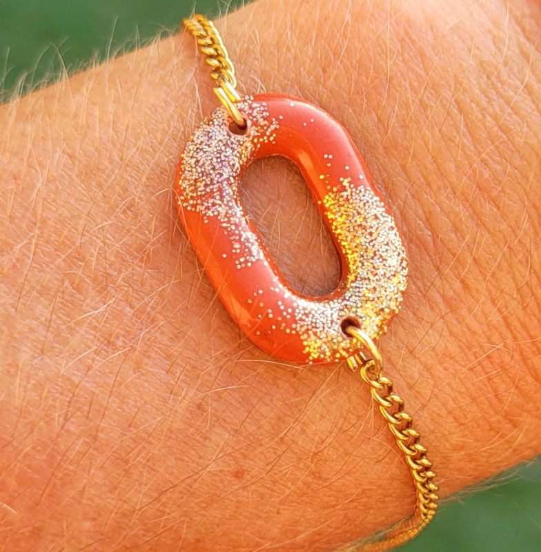 Bracelet Mia terracotta pailletée doré
