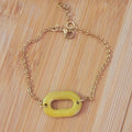 Bracelet chaîne texturée dorée Mia vert anis irisé