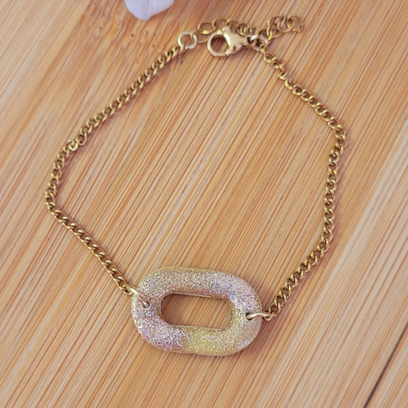 Bracelet Mia paillette dorée holographique