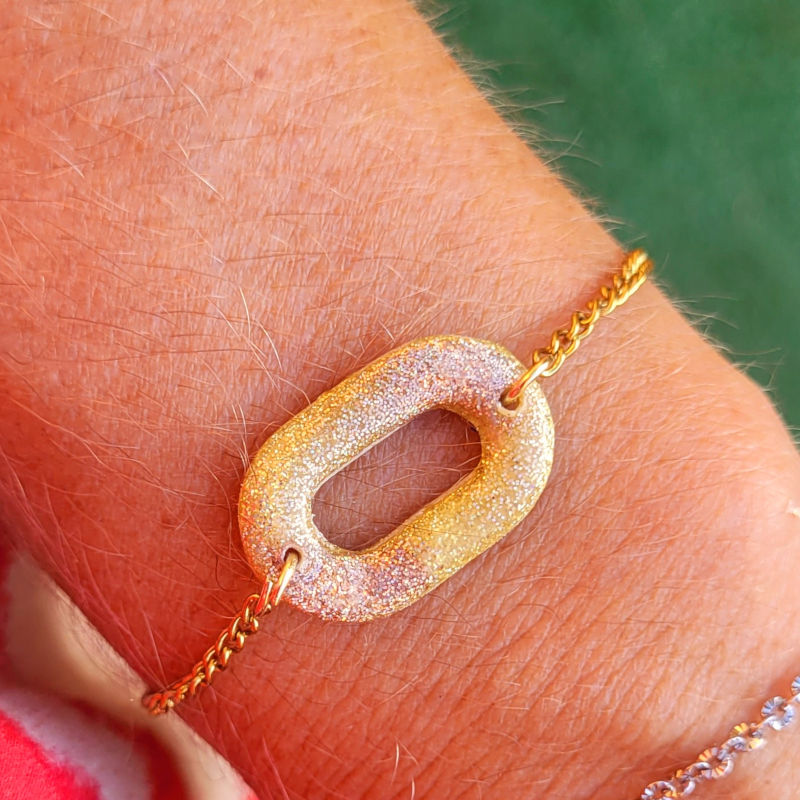 Bracelet Mia paillette dorée holographique