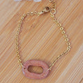 Bracelet chaîne dorée texturée Mia pailleté rosé cuivré