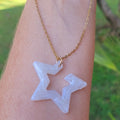 Collier chaîne dorée Etoile ouverte blanc nacré