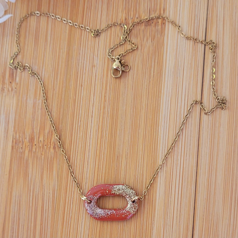 Collier Mia terracotta pailletée doré