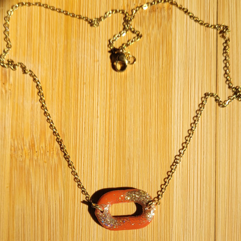 Collier Mia terracotta pailletée doré