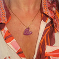 Collier Love chaine dorée violine pailleté rosé cuivré