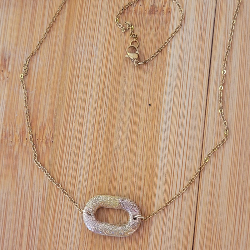 Collier Mia paillette dorée holographique