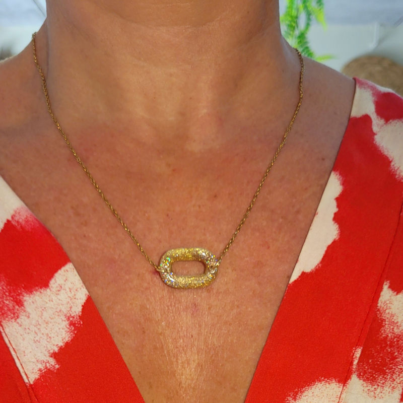Collier Mia paillette dorée holographique