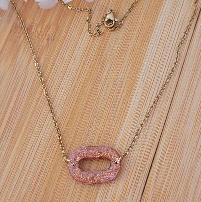 Collier Mia pailleté rosé cuivré