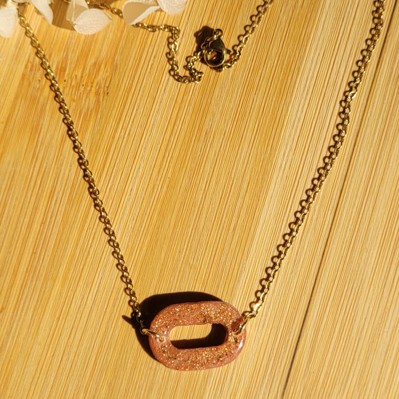Collier Mia pailleté rosé cuivré