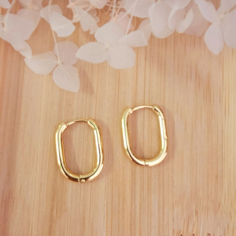 Boucles d'oreilles créole dorée et pampille Bora réversible léopard rose doré et paillette