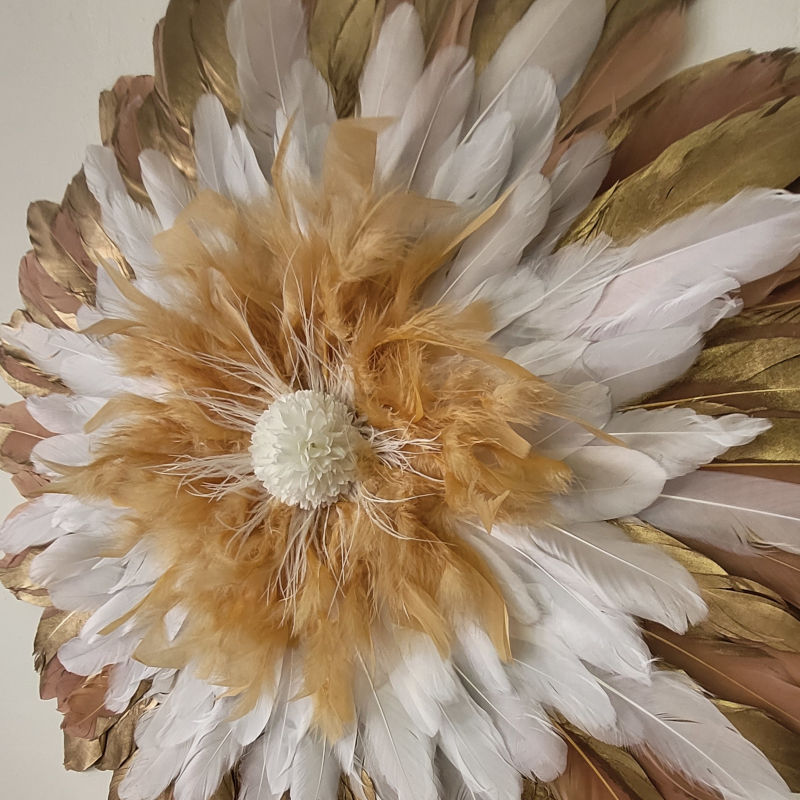Jujuhat "Nuage Doré" en plume doré blanc beige caramel poudré