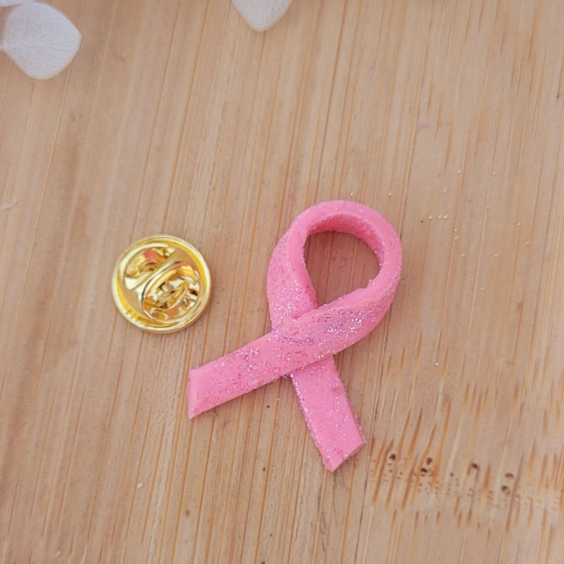Pin's ruban rose pailleté rose bonbon